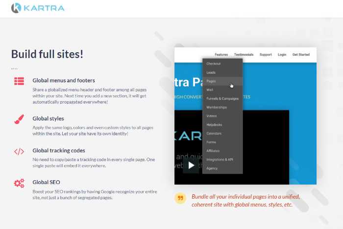 With Kartra Build Full Websites