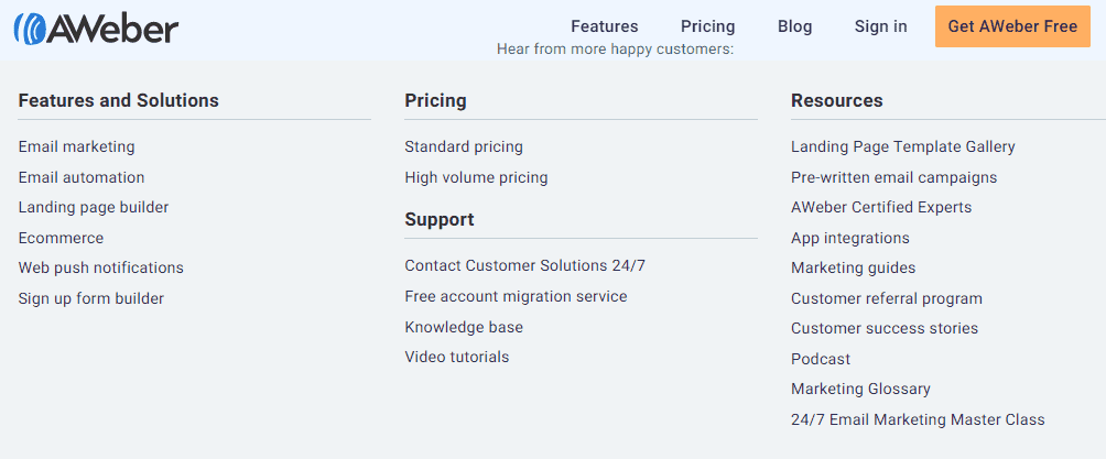 Aweber-features-solutions