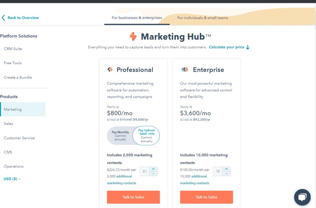 Hubspot-marketing-hub-businesses-enterprises-pricing
