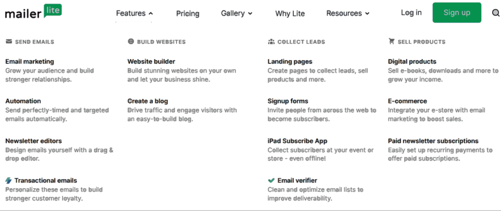Mailerlite-features