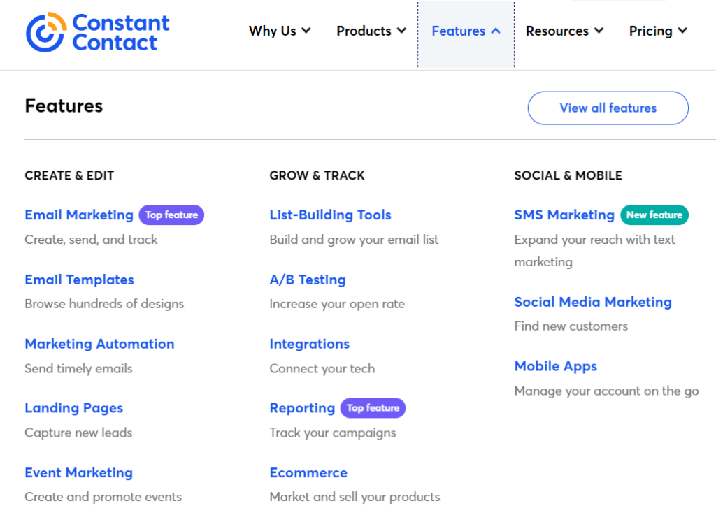 Constant Contact Features
