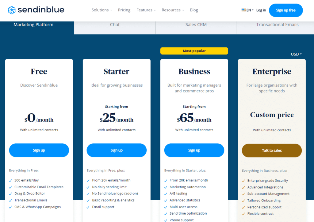 sendinblue-marketing-platform-pricing-plans
