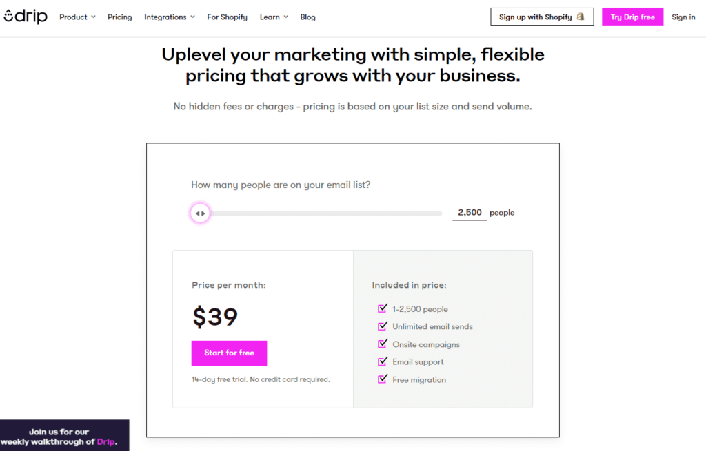 Drip Pricing Plans
