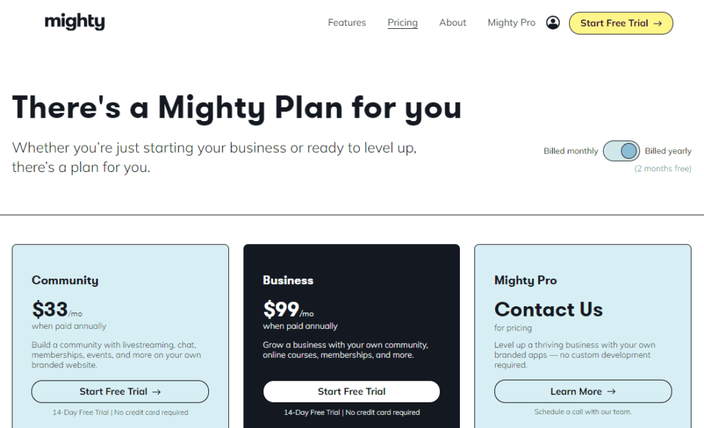 Mighty pricing plans